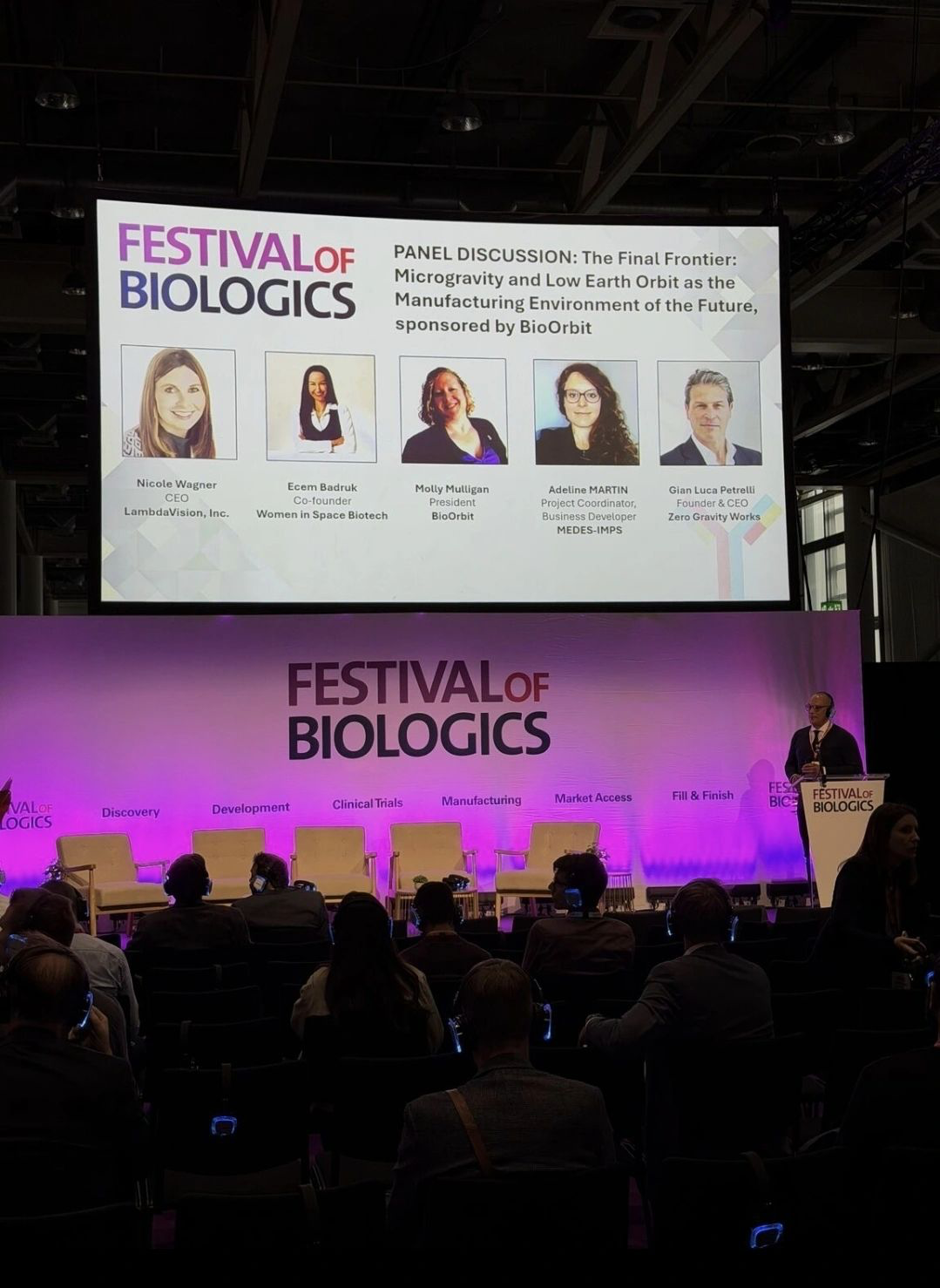 Manufacturing and bioprocessing stage at Messe Basel.