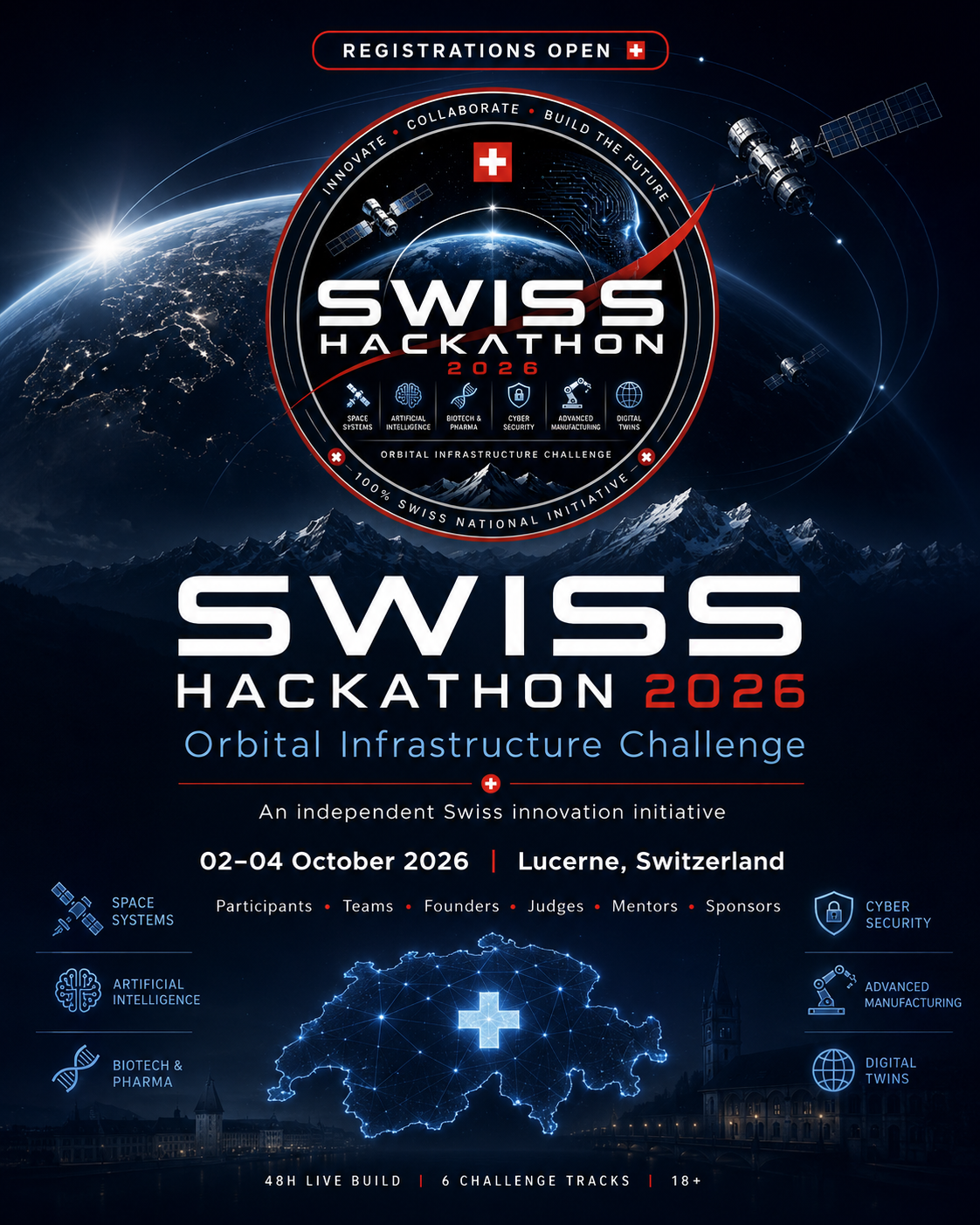 Swiss Hackathon 2026 — Orbital Infrastructure Challenge, 02–04 October 2026, Lucerne, Switzerland