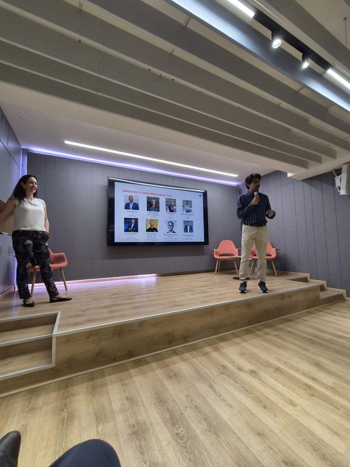 A welcome presentation at Swissnex in India during the September visit.